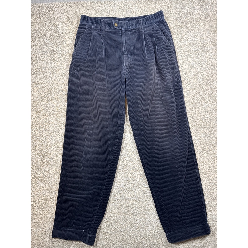 Vtg Bill Robinson Corduroy Pants Men's 32x30 Pleated Cuffed Pants Black Vintage